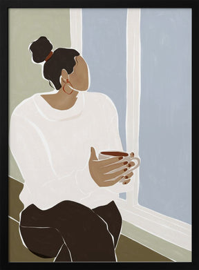 Woman Enjoying a Cup of Tea Art Print Poster