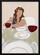 Woman Dining In a Restaurant Print By Ivy Green Illustrations Poster