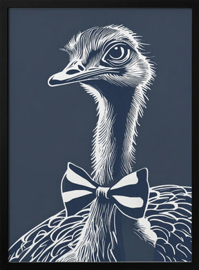 Ostrich with bow tie Poster