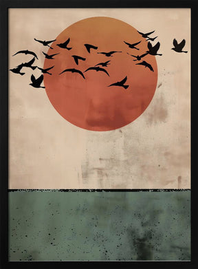 Birds Flying In the Sunset Poster