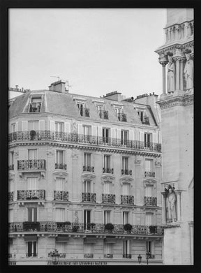 Paris Notre Dame Cafe Black and White Poster