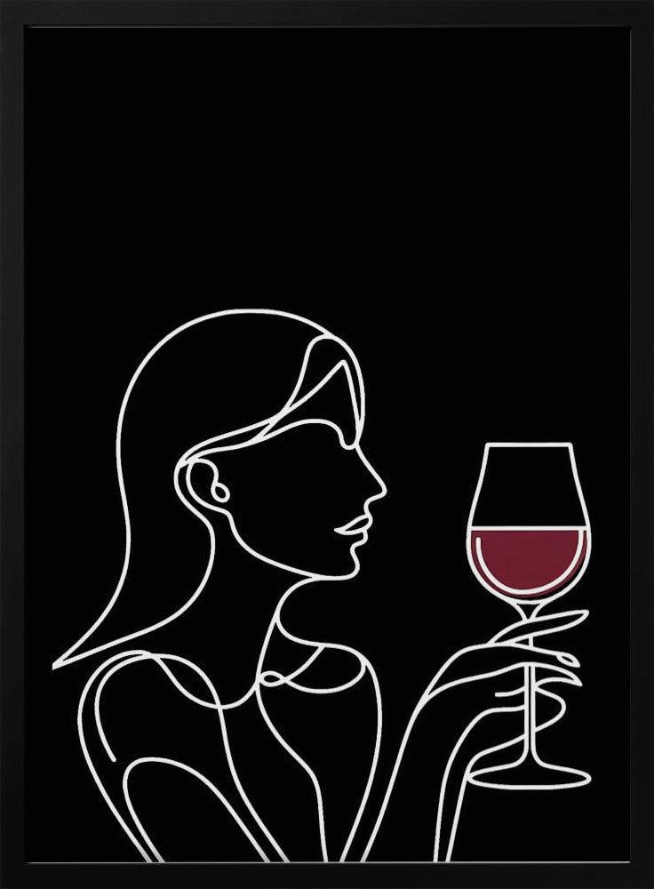 Woman and Wine On Black 2 Poster