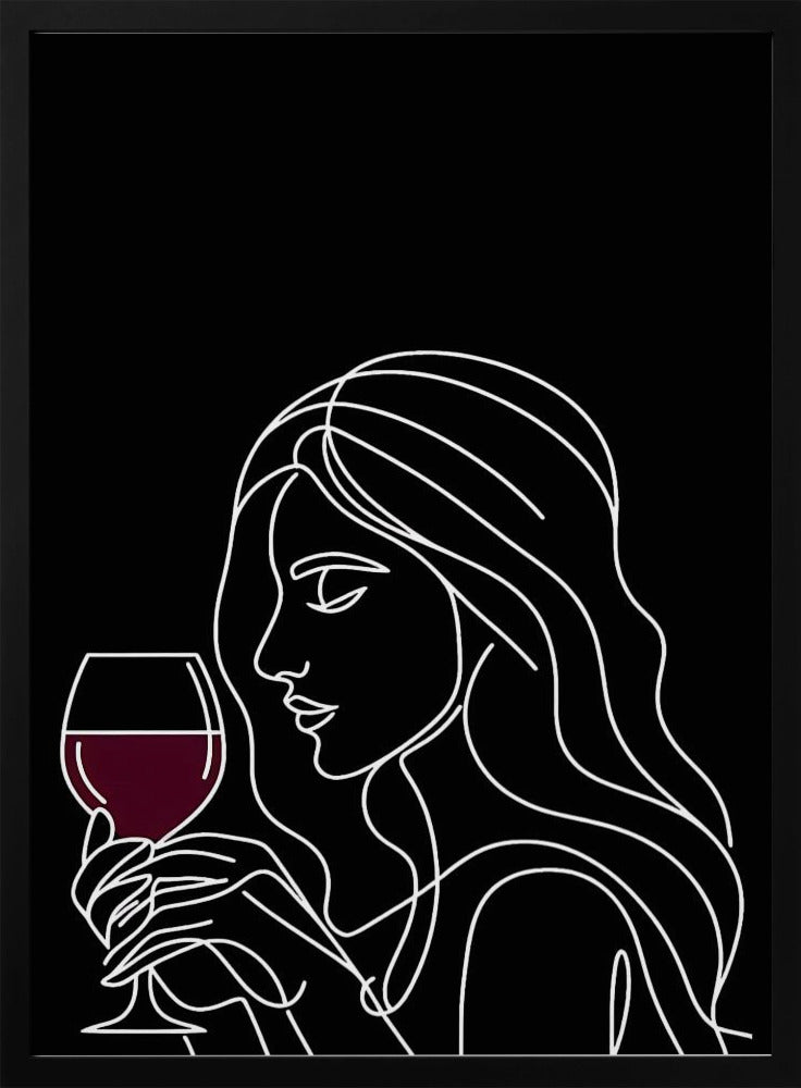 Woman and Wine On Black 4 Poster