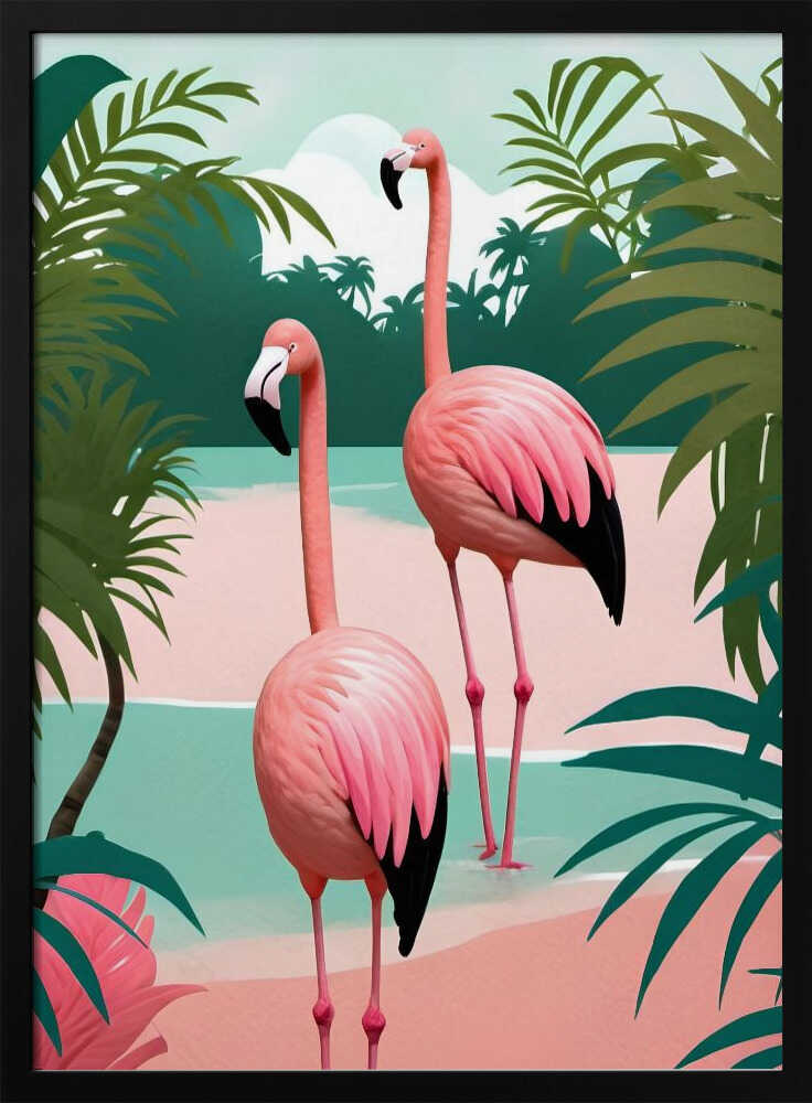 Tropical Flamingo Paradise Poster