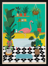 Flamingo Bathtime Poster