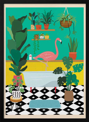 Flamingo Bathtime Poster