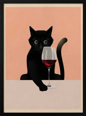 Cat &amp; Wine Poster