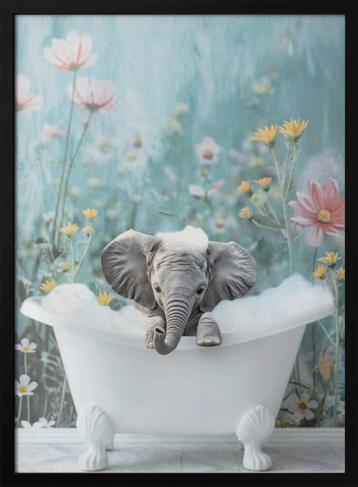 Blue Blossom Bath Poster