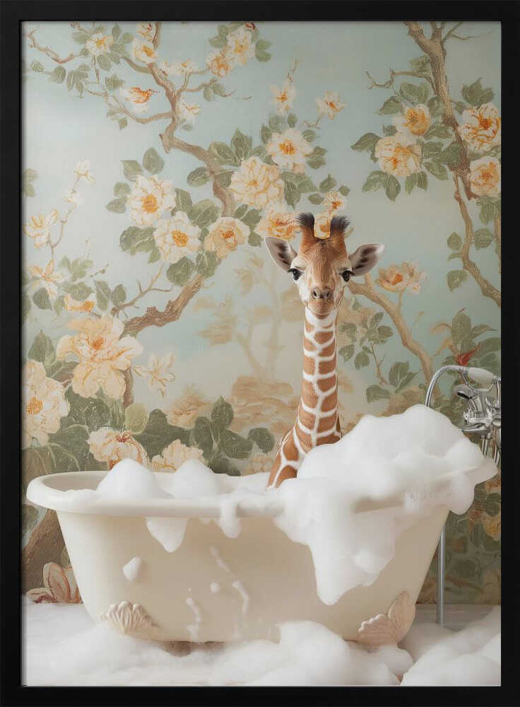 Giraffe Blossom Bath Poster