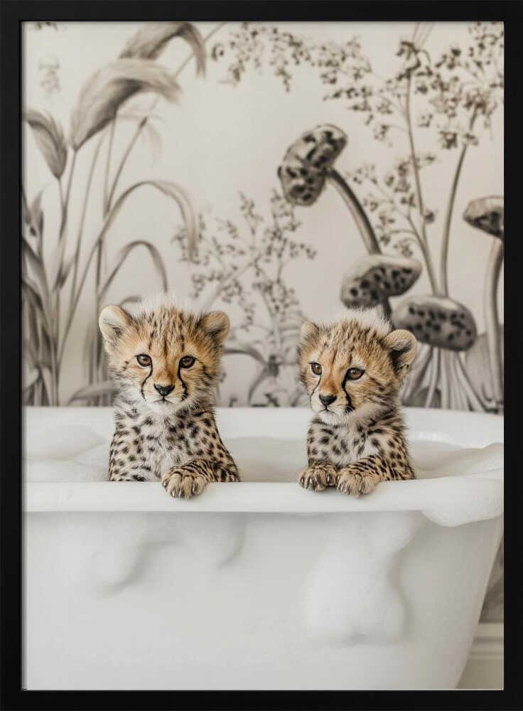 Cheetah Cub Bath Poster