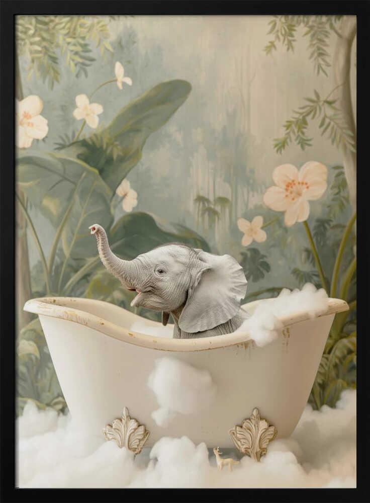 Elephant Bath Joy Poster