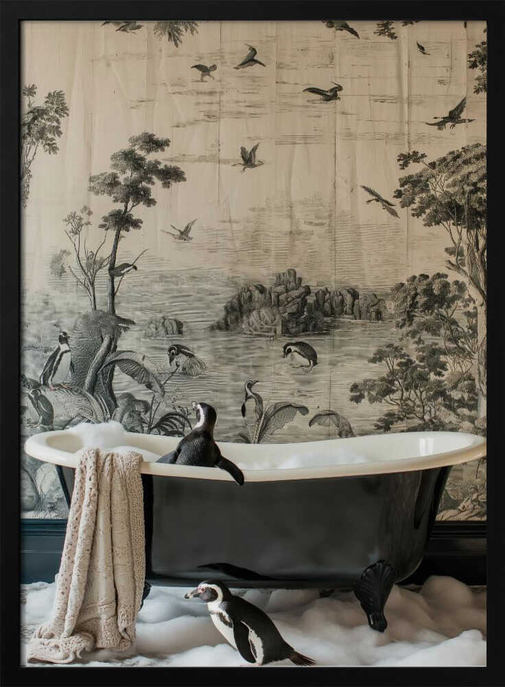 Penguins’ Dreamy Bath Time Poster