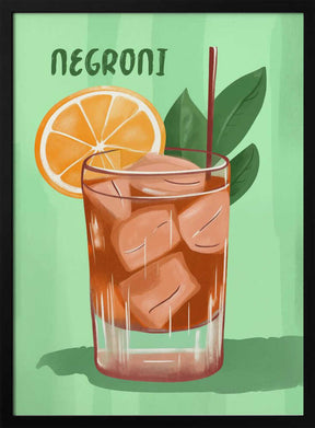 Negroni Cocktail With A V ibrant Orange Slice Poster