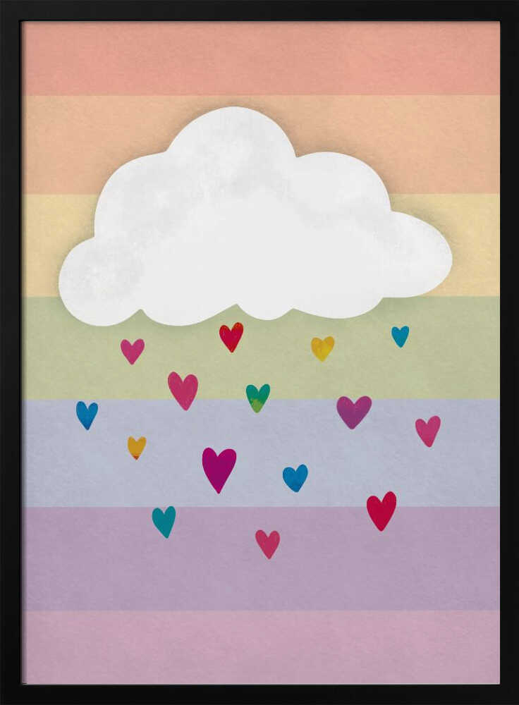 Raining Multicolored Hearts Poster