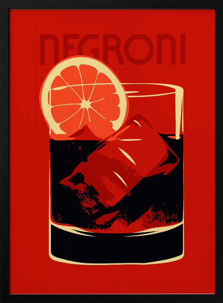Stylized Negroni Cocktail Poster