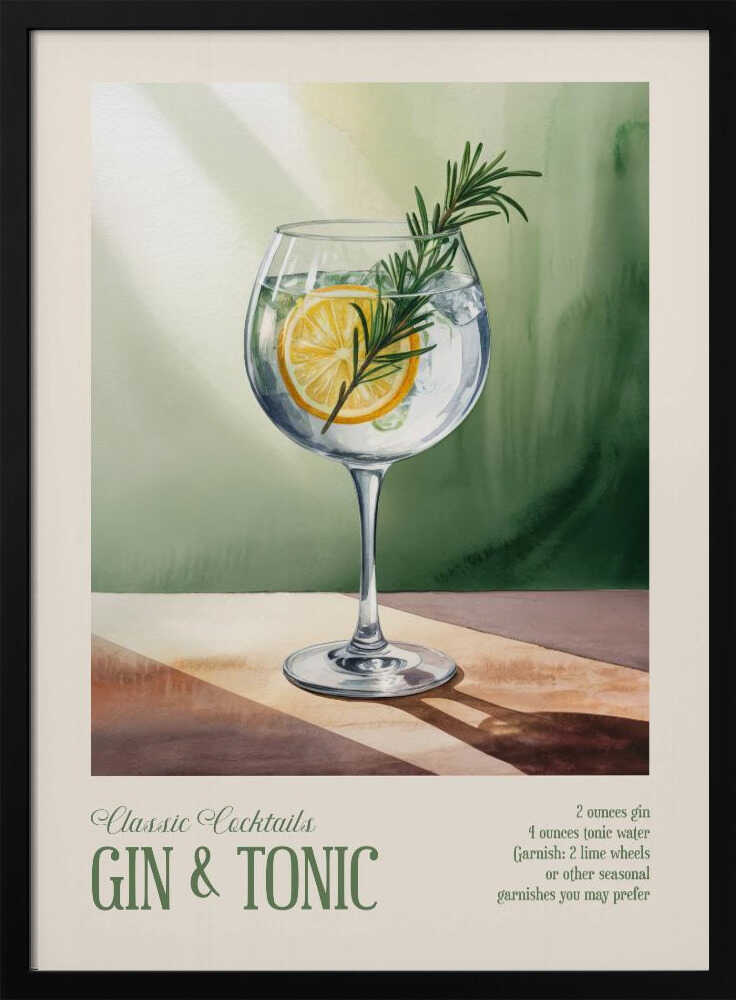 Classic Cocktails - Gin and Tonic Poster
