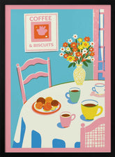 A2 Coffee and Flowers On Table 01.png Poster