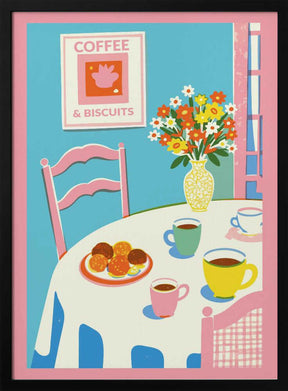 A2 Coffee and Flowers On Table 01.png Poster