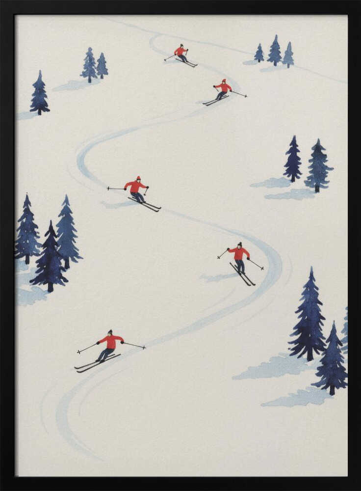 Five Skiers Poster