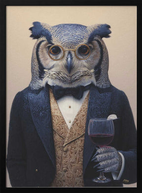 Owl In Midnight Blue Tuxedo Poster