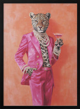 Leopard Dressed In Pink Satin Suit Poster
