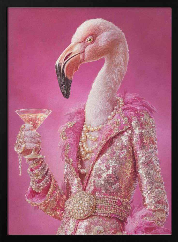Flamingo In a Disco Jumpsuit Poster