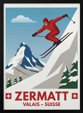 Zermatt Skiing Poster