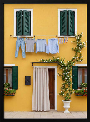 Yellow House Laundry Day – art print by Andreas Magnusson