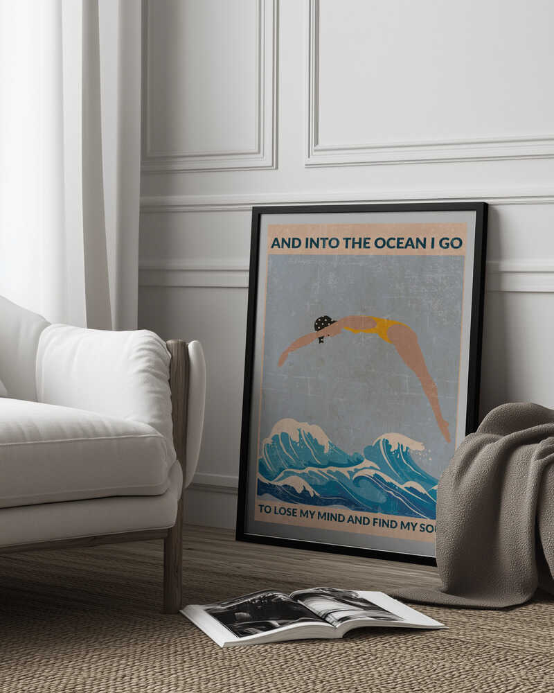 Into the Ocean (blue) Standard Wall Art Poster