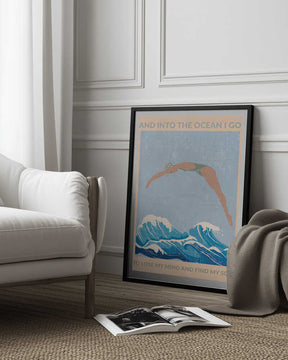 Into the Ocean I Go (grey) Poster