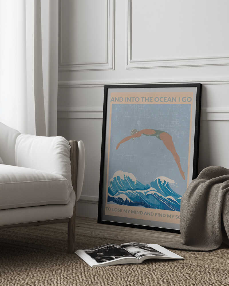 Into the Ocean I Go (grey) Poster