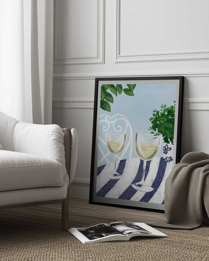 White wine under the tree Poster