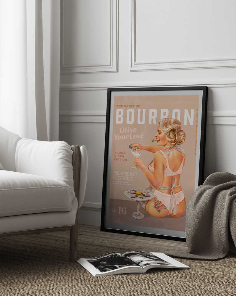 Bourbon Babe Vol 16 Vintage Vodka Martini Pin Up Girl Poster
