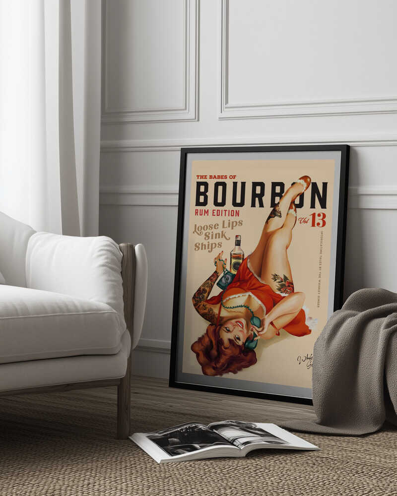 Babes of Bourbon Vol 13 Rum Drinking Pinup Girl Art Poster