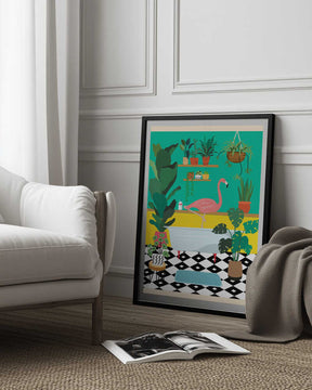 Flamingo Bathtime Poster
