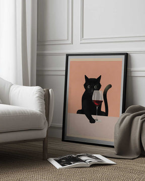 Cat &amp; Wine Poster
