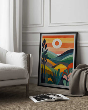 Sunrise Over Rolling Hills Poster