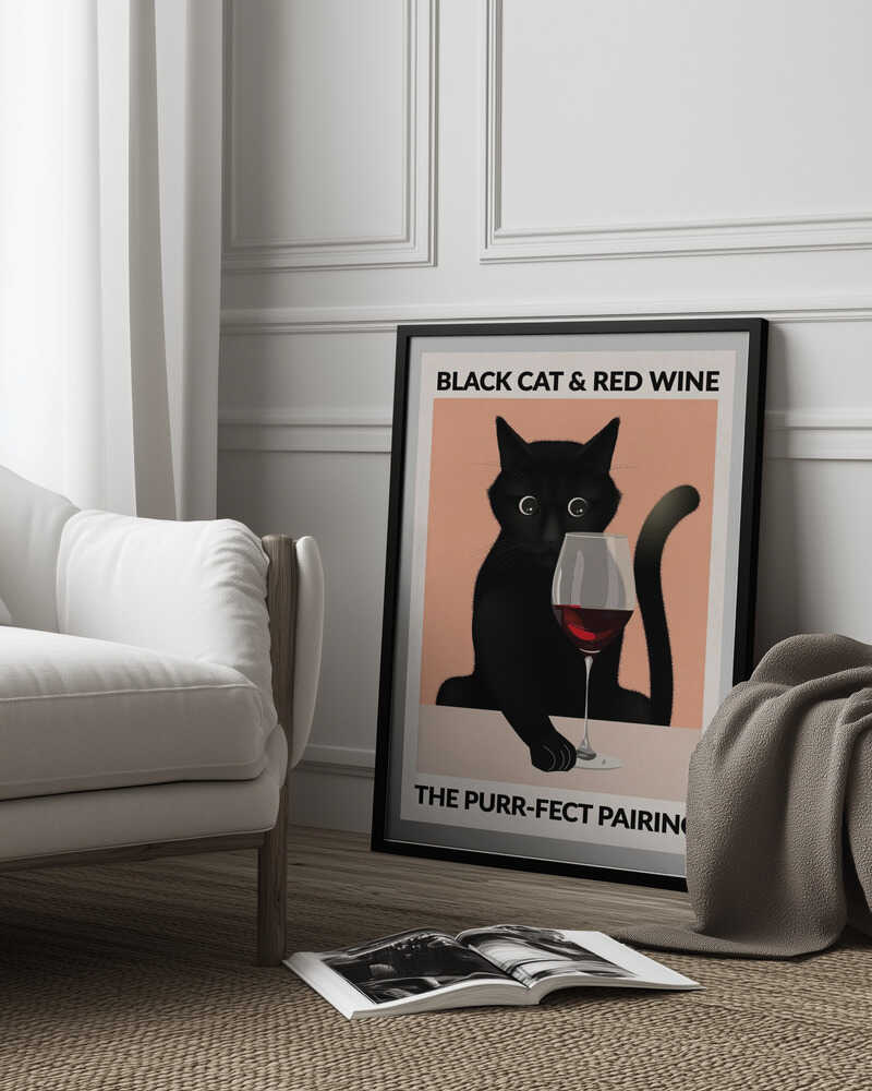A4 Cat & Wine Purr Fect 01.png Poster