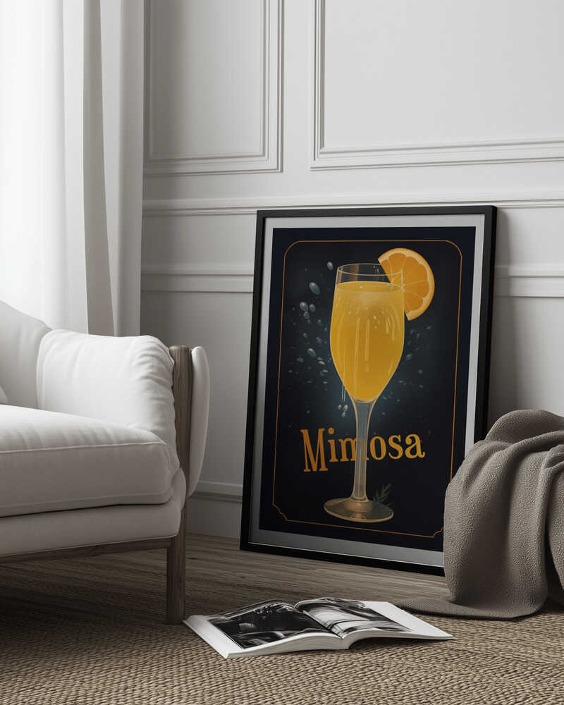 Vibrant Illustration Of A Mimosa Cocktail Poster