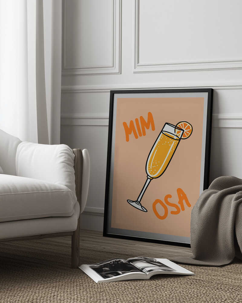 Illustration Of A Mimosa Cocktail Poster