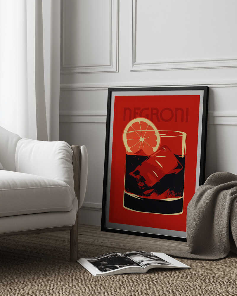 Stylized Negroni Cocktail Poster