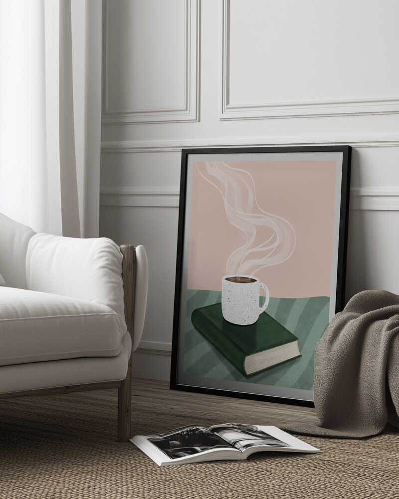 Coffee Cup on a Closed Book Poster