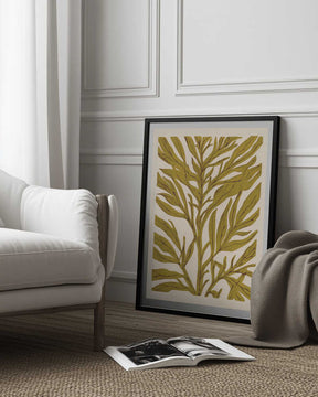 Golden Leaf Silhouette with Tree Branch Poster