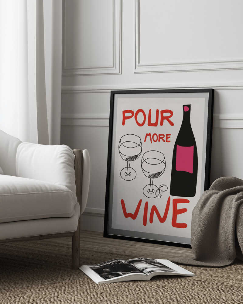 A4 Pour More Wine Pink 01.png Poster