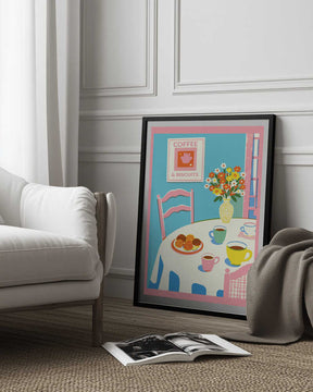 A2 Coffee and Flowers On Table 01.png Poster