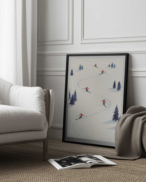 Five Skiers Poster