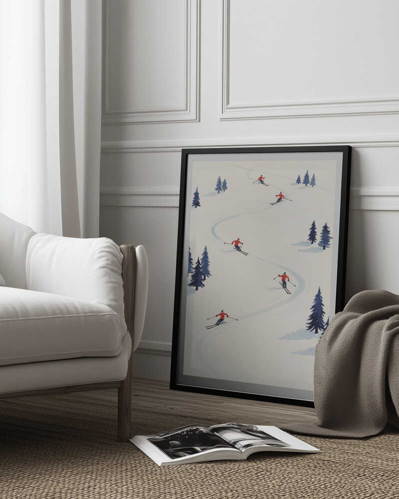 Five Skiers Poster
