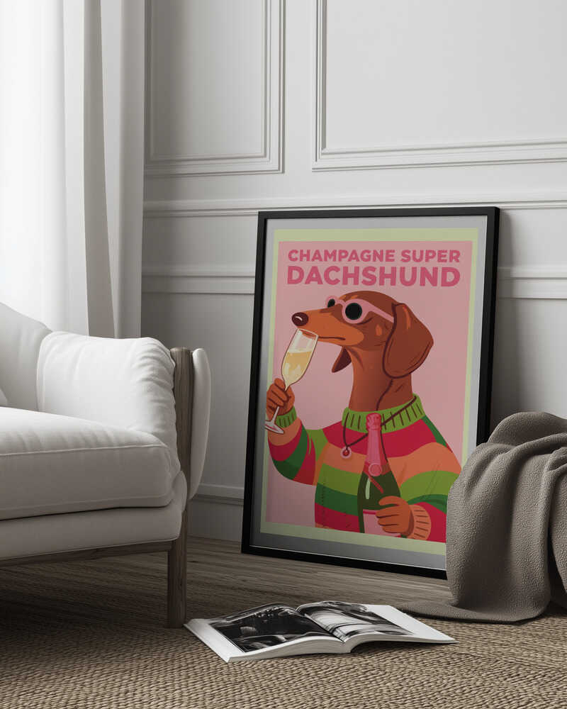 A3 Champagne Super Dachshund 01.png Poster