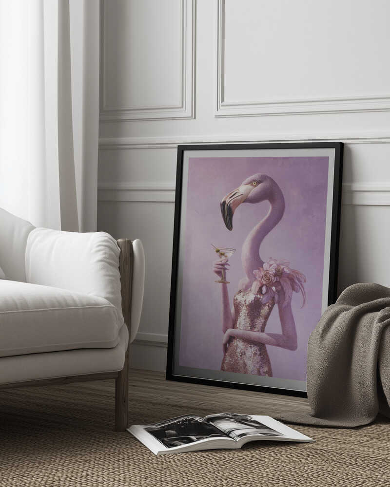 Flamingo In Cocktail Dress Poster