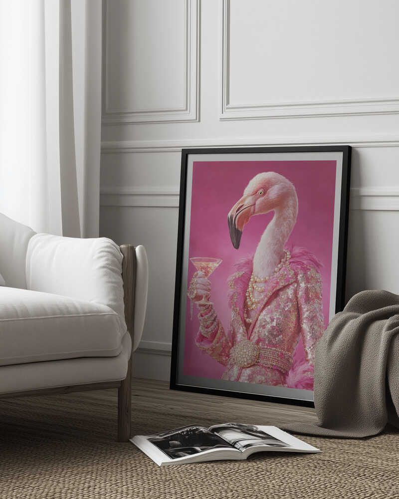 Flamingo In a Disco Jumpsuit Poster